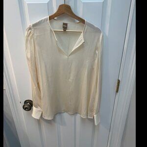 Boss Women's Elegant Ivory Blouse Long Sleeves Size L